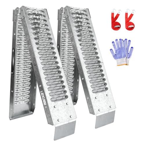 LIEKUMM Rampe de Chargement, 170cm Rampe Moto, Capacité 440 kg Rampe de Chargement Pliable, Rampe pour Moto, Scooter, remorque, Van, 2 pièce