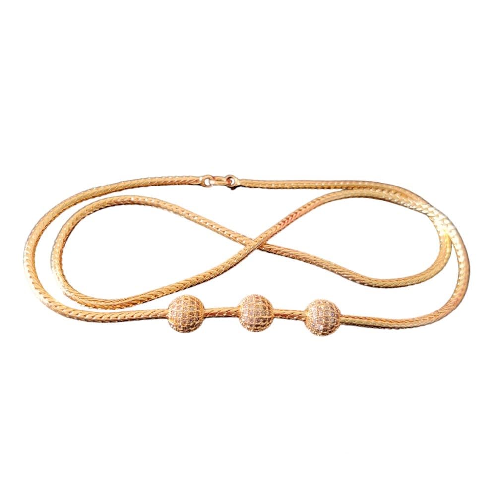 30 Inch Long Snake Design One Gram Gold Polished Mugappu Chain with American Diamond Stone Balls in It Perfect Jewellery for Mangalya/Thali Chain (White) (B0CYXY5GQX) Amazon Price History, Amazon Price Tracker