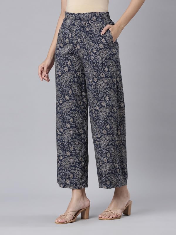 Image of GO COLORS Soft Viscose Printed Palazzo Full Length for Women| Breathable, Mid Rise