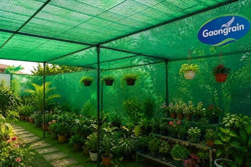Image of Multipurpose Shade Net /Green Net - 90% Sunblock (10 ft x 30 ft) | UV Stabilized & Heavy Duty | Ideal for Terrace, Lawn, Balcony & Greenhouse - Beige Color (1, Green, 10ft x 30ft)