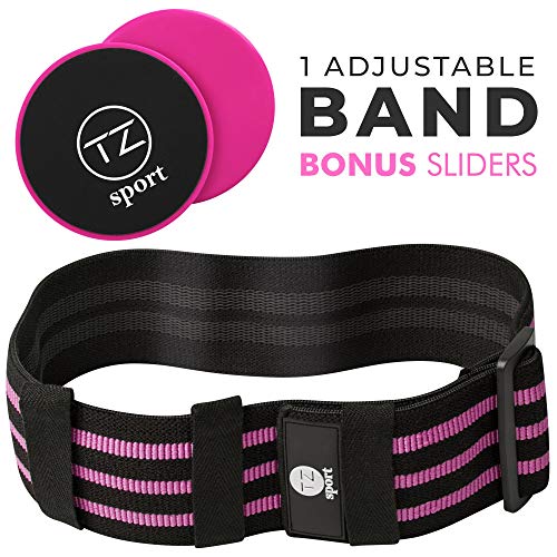 TZ Sport Adjustable Hip Resistance Band + Bonus 2 Core Sliders | Replaces