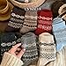 SULEAD Cozy Fair Isle Crew Socks for Women 5% Wool Vintage Geometric Snowflake Warm Gray-Blue Fashion Retro Holiday Christmas (8 Pairs)