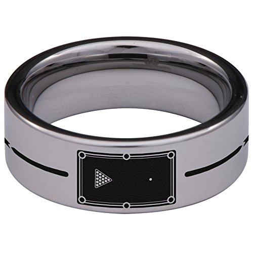 Tungsten Carbide Billiards Ring Sports Inspired Wedding Band Anniversary Ring for Men and Women 8mm3