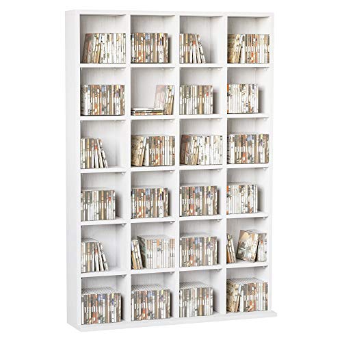 HOMCOM Rangements pour CD et DVD, Meuble de Rangement multimédia avec 24 Compartiments, capacité Max. 456 CD/ 336 DVD, bibliothèque en Bois avec étagères...