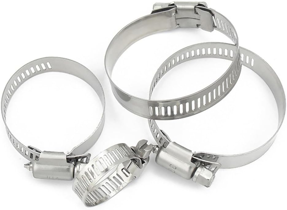 4pcs 304 Stainless Steel Hose Clamp Adjustable 6-12-27-63mm Hose Clip Set for Water Pipe Plumbing Joinery Clamps Welding Tools,Dia.19,29mm