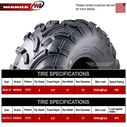 Image of WANDA Set 4 ATV /UTV Tires 24x8-12 Front & 24x10-11 Rear /6PR P373...