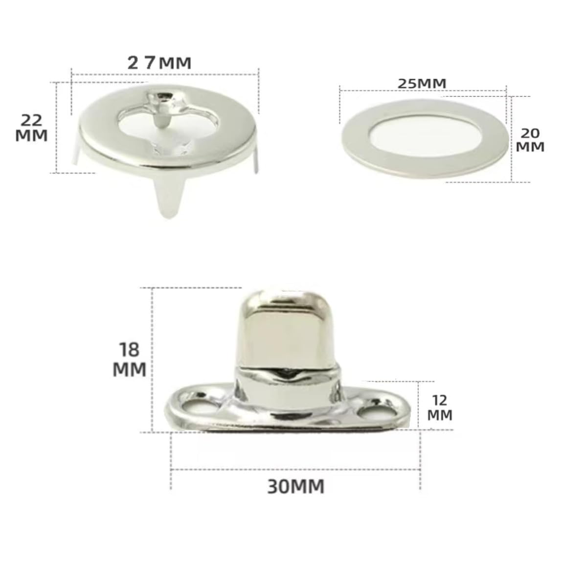 JJiaoLinin Twist Lock Fastener, 12 Sets Button Fasteners with Eyelet and Bases, Handbag Hardware Accessories - Image 2