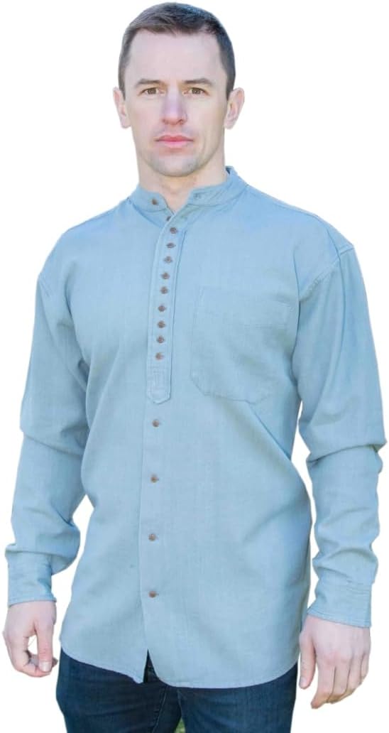 Traditional Irish Grandfather Button-Down Shirt, Long Sleeve, Cotton Blend - Image 2