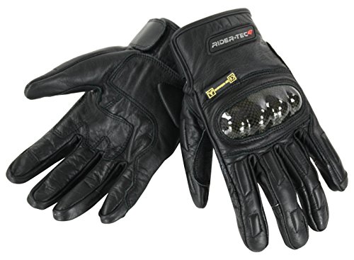 RIDER-TEC - Gants Moto Race Noir - Gants Sportifs, Longs & Résistants - Homologués CE - Smart Touch - Taille-M Cover