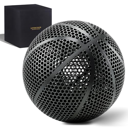 YGKJDJJ 3D Printed Basketball Official Size 7 Airless & No Pump Ultra-Quiet High Bounce Ball for Indoor Gym & Outdoor Court The Gift for FriendsBlack