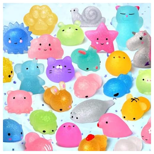 LUDILO Mochi Animal Squishies Toys 2nd Generation Glitter Mochi Squishy 20pcs Random Kawaii Mini Squishies Party Favors for Kids Unicorn Cat Panda Class Prizes Birthday Gifts Stress Relief Toy