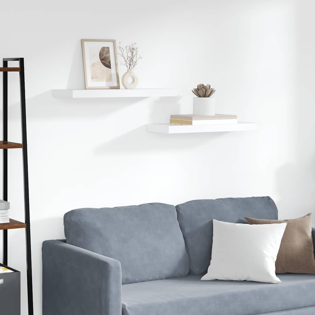 White Honeycomb Floating Wall Shelf Set of 2, Modern MDF Wood Ledge Shelves for Bedroom, Living Room Decor, Kitchen, Bathroom Storage