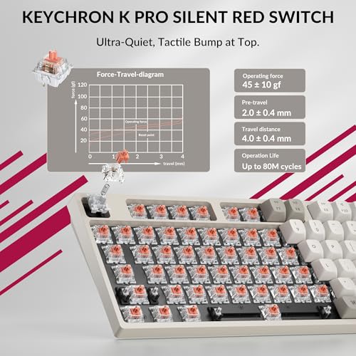 Image of Keychron C1 Pro 8K QMK Custom Wired Mechanical Keyboard, Launcher Support with Hot-Swappable Silent Red Switch TKL Layout, PBT Keycaps Compatible for Mac Windows Linux