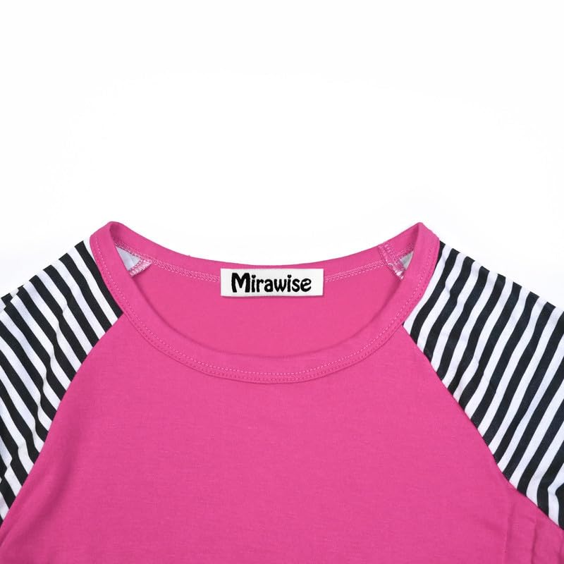 Image of Mirawise Girls Casual Long Short Shirts Tunic Tops Tee Shirt T-Shirts Side Tie Blouse 4-13 Years