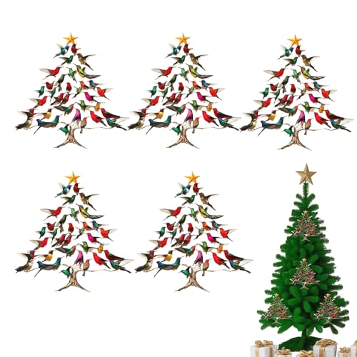 KLINNA 5er Set Kolibri Weihnachtsbaum Deko aus Acryl, Bunte Vögel als...