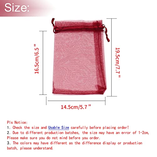 Image of Dealglad 50Pcs Wine Organza Bags, 6x8 inches Christmas Wedding Favor Gift Drawstring Bags Jewelry Pouches Candy Mesh Pouches