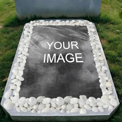 Karenmok Personalized Cemetery Grave Cover Custom Photo Name Date Waterproof Memorial Grave Blanket Decoration