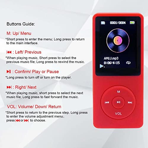 Mp3 Player 32Gb With Speaker Earphone Portable Mini Red Music Player Support Voice Recorder E-Book 1.8 Inch Hd Screen Support Up To 128Gb #TOP1