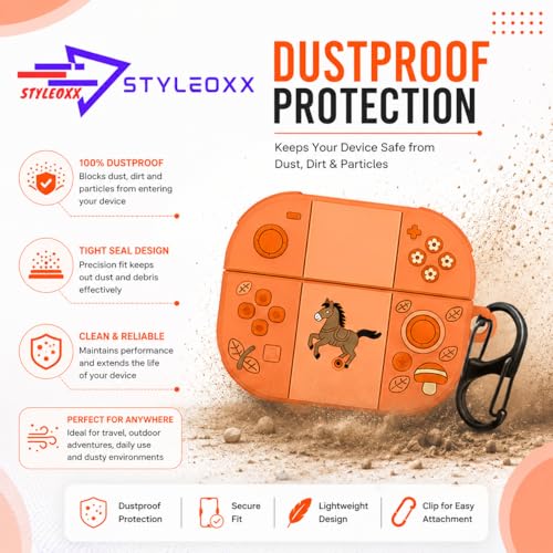 Image of Anvique Silicone Case Cover for Oneplus Nord Buds 4 Pro, Scratch Resistance, Shock Absorption, with Premium Carabiner (Horse Orange S)