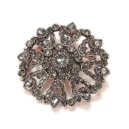 Broche en cristal gris plaqué or strass femme accessoire écharpe
