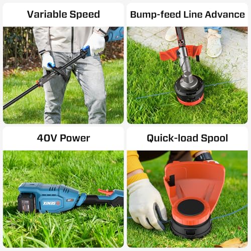 SENIX X2 40V 14" Weed Wacker - (PHX2-M) Multi-Head System Power Head + (AGT006) String Trimmer Attachment Kit, Variable Speed, Brushless, with Shoulder Strap, (2) 4.0Ah Batteries & 6A Charger by SENIX - Used condition - Image 4