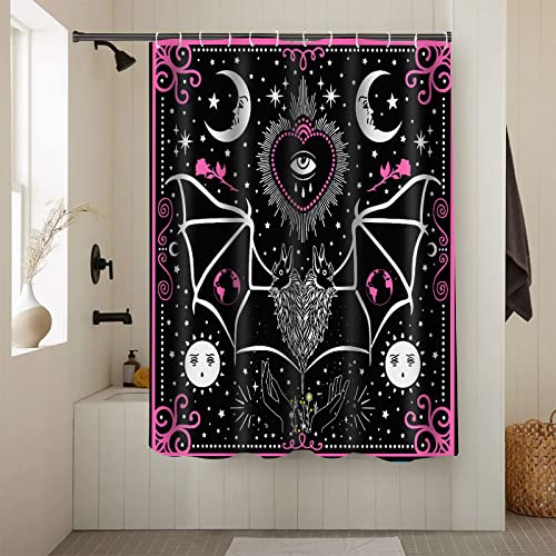 Emdspr Tarot Shower Curtain, 72 X 72 Inch Polyester, Gothic Evil Eye Gold Moth Black Mysticism Magic Palmistry Bathroom Decor Set With 12 Hooks Ylrlpr127 #TOP3