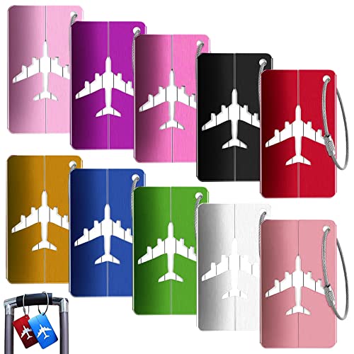 GZcaiyun - 10 etiquetas para equipaje de aleación de aluminio con etiqueta de dirección para avión, equipaje, bolso, maleta, etiquetas identificativas (color mezclado) Cover