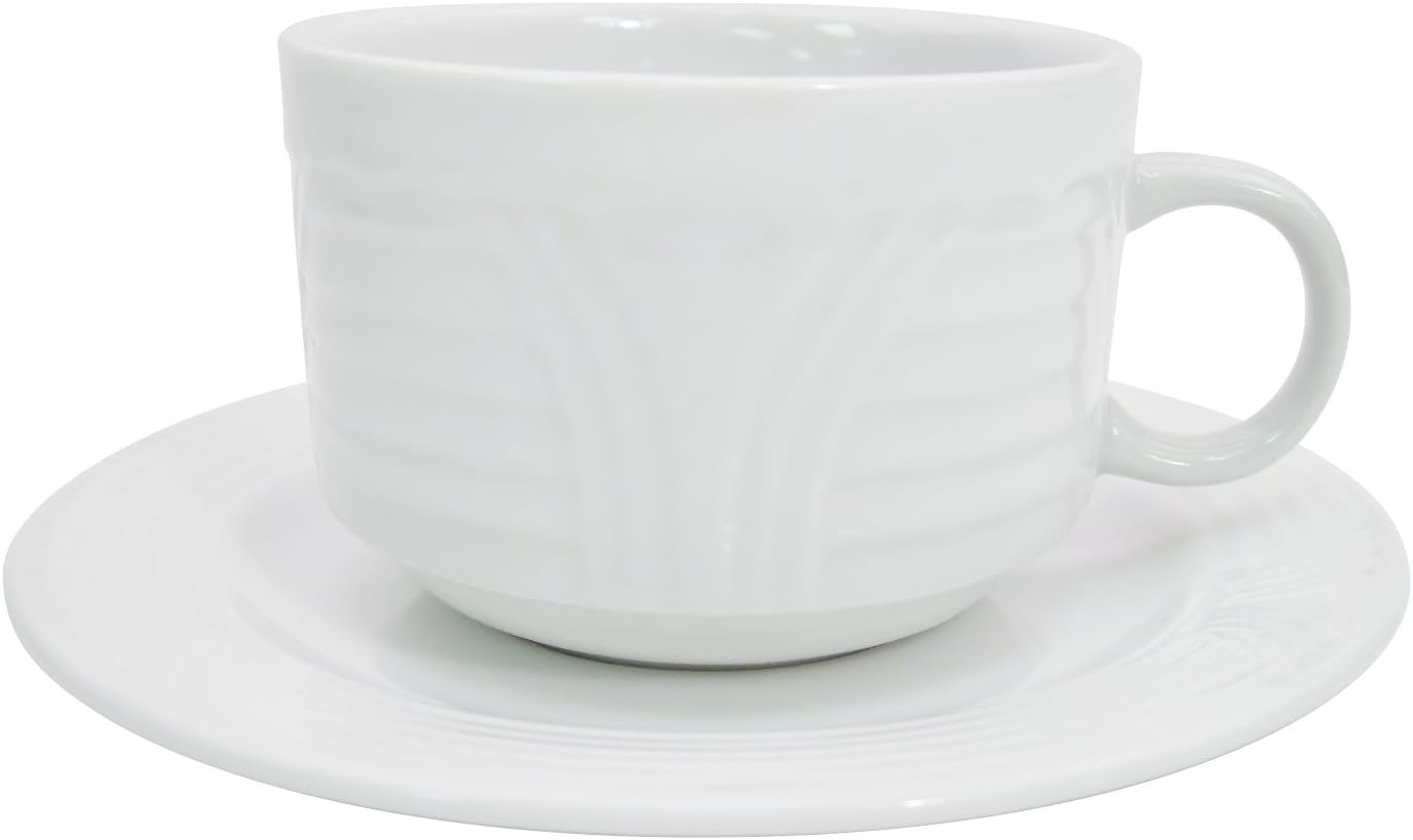 CAC China CRO-2 Corona 6-Inch Super White Porcelain Saucer, Box of 36