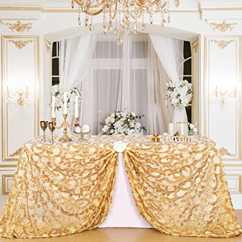 B-COOL Gold Glitter Tablecloth Rectangle Sequin Table Cloth 90x156inch Decorations Wedding Baby Shower Ceremony Birthday Cake Table Holiday Banquet by B-COOL - Image 3