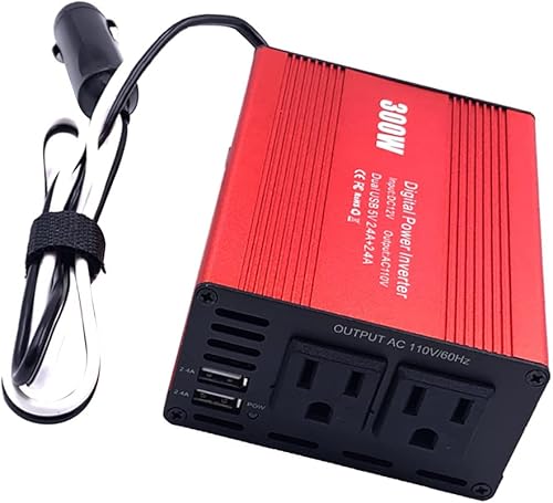 MoreChioce - Inversor de corriente para coche de 300 W 12 V a 110 V adaptador de toma de corriente de coche con adaptador de encendedor de