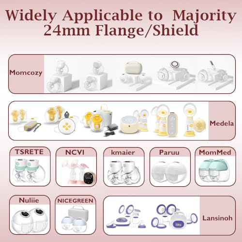 Flange Inserts 10PCS 13/15/17/19/21mm*2 Compatible with Momcozy S9/S9pro/S10/S12/S12pro/Spectra/Medela/TSRETE 24mm Breast Pump Shields/Flanges, Reduce 24mm Tunnel Down to Correct Size