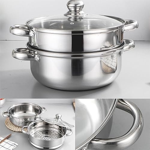 Steamer Pot for Cooking 8.8 inch Steamer Pot 2-tier Multipurpose 18/8 Stainless Steel Steam Pot Cookware with Lid for Vegetable, Dumpling, Stock, Sauce, Food by Lcilent - Image 2