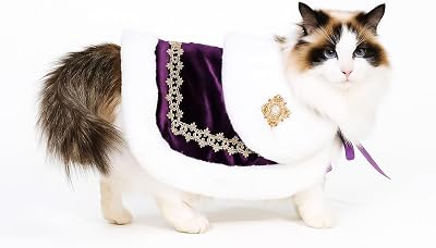 Lovelyshop Royal White Faux Fur Pet Cape, King Queen Costume, XS