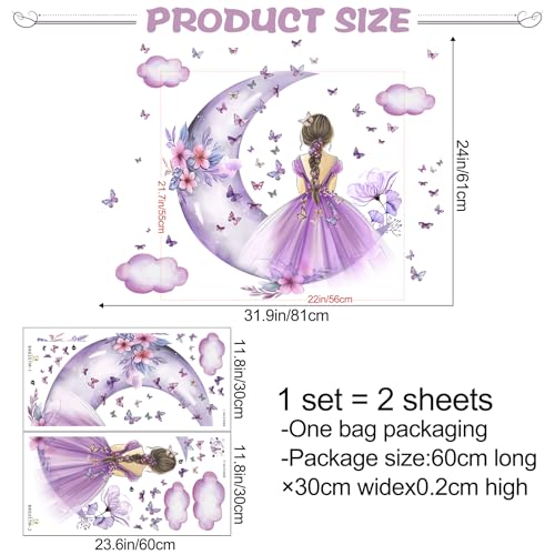 Vinilos Decorativos Mariposa Morada para Pared 2 Hojas miniatura 2