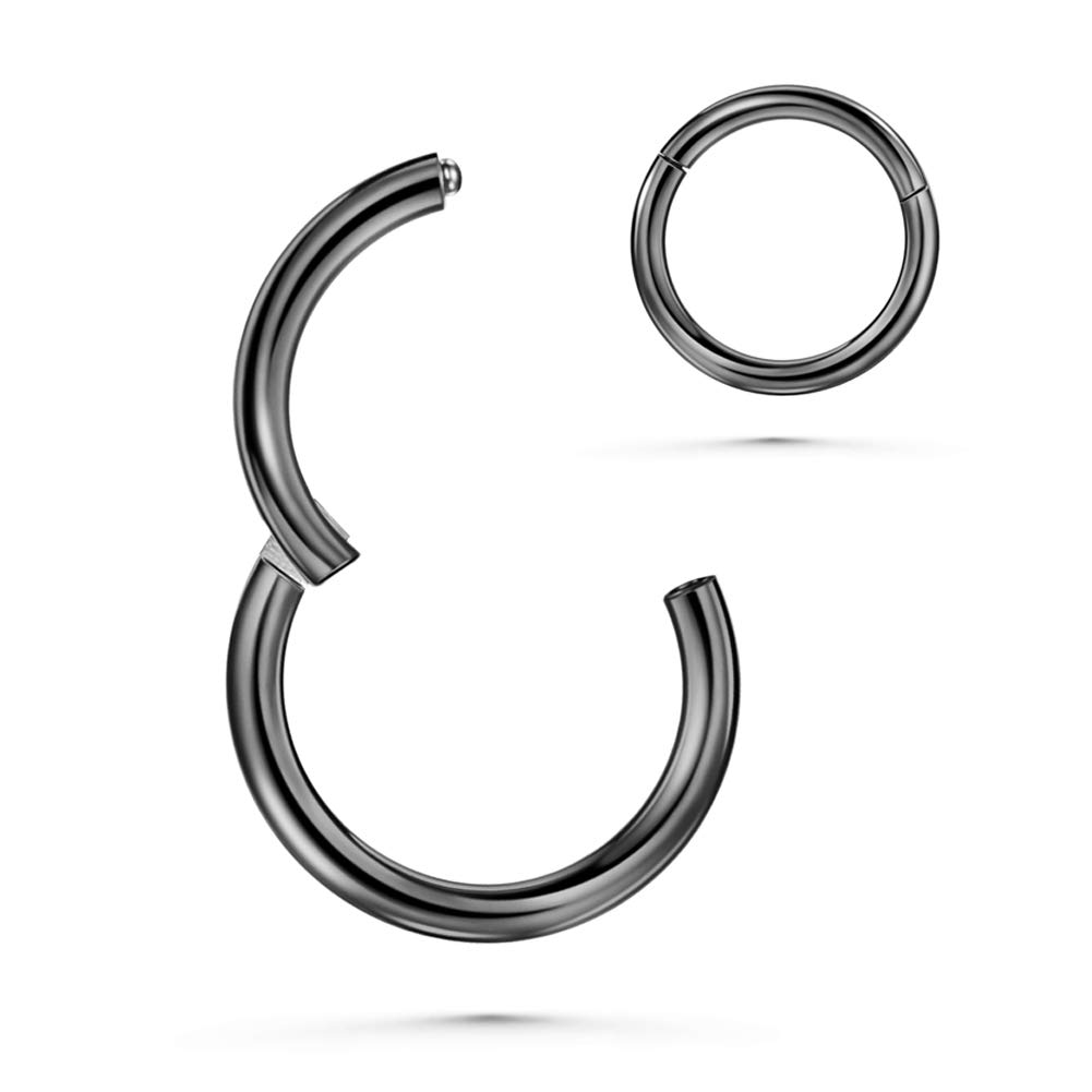 JOFUKIN 316L Surgical Steel Hinged Clicker Segment Septum, Lip Nose Hoop Ring, Helix Daith Cartilage Tragus Ring Body Piercing Jewelry Earring for Women Men — view 14