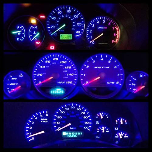 WLJH 40 Pack T10 & T5 LED Bulbs With Sockets, 194/168/W5W/2721/74, Non-Polarity, Dimmable, for Interior Dash Gauge, Dome, Map, Vanity Mirror, Glove Box,Trunk,License Plate Lights, 300 LM Blue