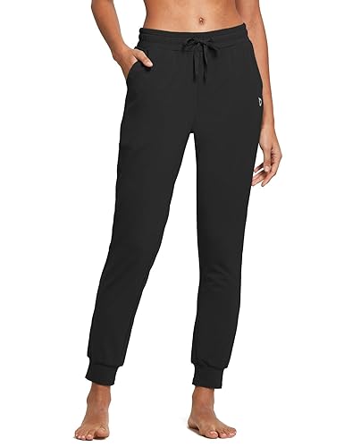 baleaf Womens Sweatpants Cotton Joggers with Pockets Lounge Sweat Pants Tapered Casual Running Workout Yoga - Regular - X-Large - Black