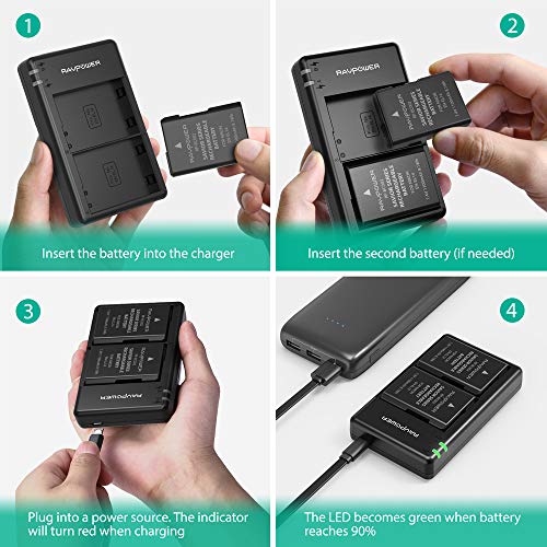 image for EN-EL14 EN EL14A RAVPower Battery Charger and 2-Pack Rechargeable Li-i