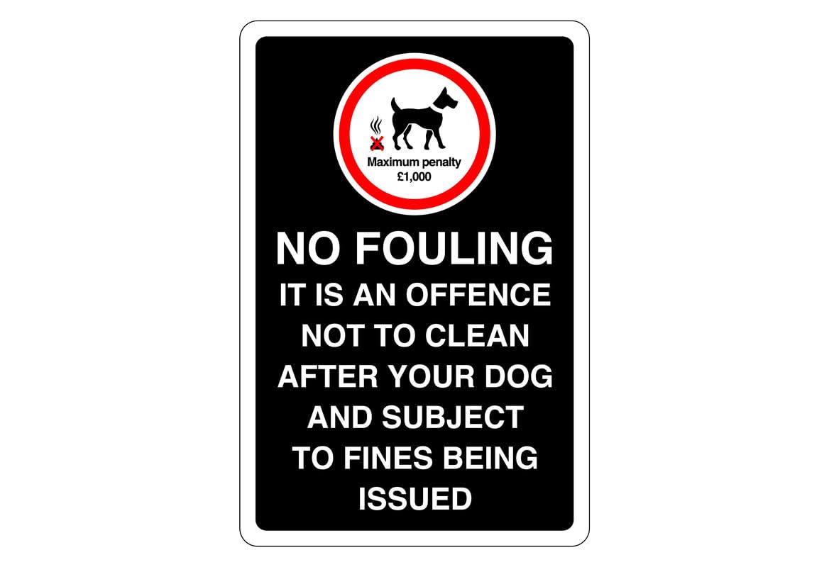 Safety First Display Ltd Black No Fouling It Is An Offence Not To Clean £1000 Peantly Sign - High Tack Self-Adhesive Sticker (150Mm X 100Mm) Viewing Distance Within 3M.