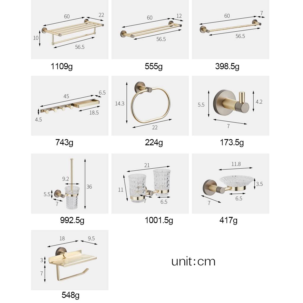 ISCBAFYX Toallero de Mano, Soporte para Toallas de baño, Barra de Toalla de Oro Cepillado, Barra de Toalla de Mano de latón montada en la Pared, Soporte para Toallas de baño, paños de Cocina,