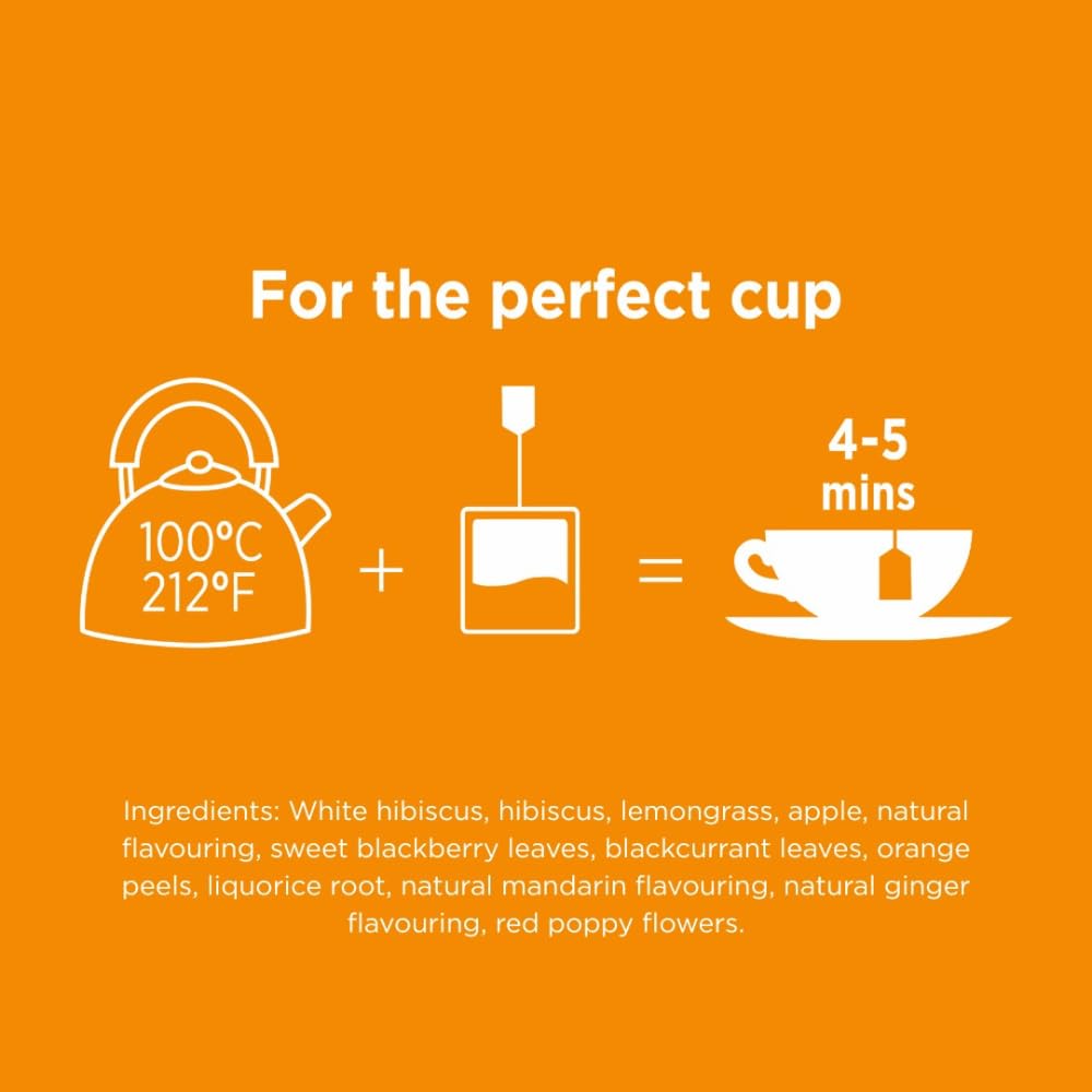 Taylors of Harrogate Mandarin & Ginger, Herbal Tea, Individually Wrapped Bags, 20 Count (Pack of 6), Zingy, Fragrant & Spiced, Caffeine-Free, Enjoy Hot or Iced, 120 Teabags Total