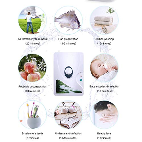 Portátil Activo Ozone Generator Esterilizador Purificador de Aire Purificación Frutas Verduras Agua Preparación de Alimentos Ozonizador Ionizador Ac220V Enchufe de la UE