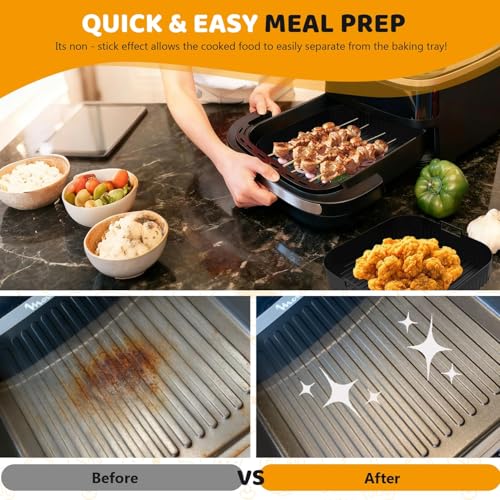 Molde Silicona Freidora de Aire para Moulinex Easy Fry XL Surface, 27cm Moldes Air Fryer Silicona para Tefal Easy Fry XL Surface, Bandeja Silicona Air Fryer Recipiente Air Fryer Accesorios - imagen 4