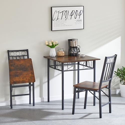 Rpuzonier Folding Dining Chairs Set of 2, Foldable Wood Kitchen Chairs with Metal Frame, Retro Folding Chair Portable and Assembled Folding Kitchen Chair for Apartment, Small Space (Set of 2)