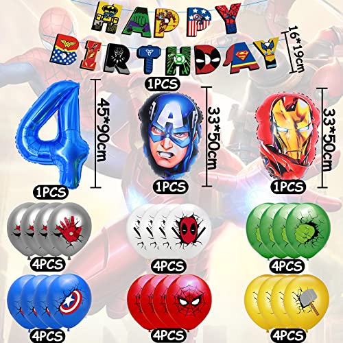 POVALLOV Kit Compleanno Avengrs, 4 Anni Avengrs