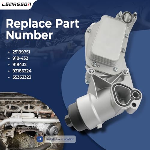 Engine Oil Cooler Filter Housing Assembly Adapter with Gaskets Compatible with 2008-2019 Chevy Cruze Sonic Aveo Malibu, Buick Cascada, Pontiac G3, Saturn Astra 1.6L 1.8L Replaces 918-432 25199751 by LEMASSON - Used condition - Image 3