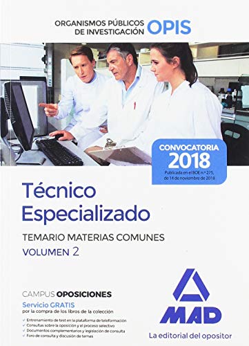Portada de Técnico Especializado de los Organismos Públicos de Investigación. Temario de Materias Comunes Volumen 2