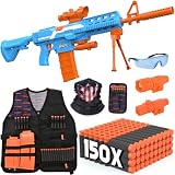 Hozor TriFireX Motorized Soft Dart Blaster Toy for Kids, Rechargeable Foam Dart Gun with Tactical Vest Kit, 3 Modes & 3 Play Styles, 2 Clips, 150 Darts, Gift for Boys Ages 3+