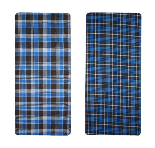 Image of BLUE Leaf Men's Cotton Multi Color Lungis 2.25 Meter (Set of 2)