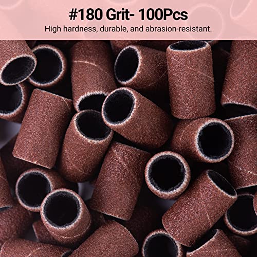Melodysusie 100 Pcs Professional Sanding Bands Nail Manicure 180 Grit File Sand Piece Set For Nail Drill Bits #TOP2